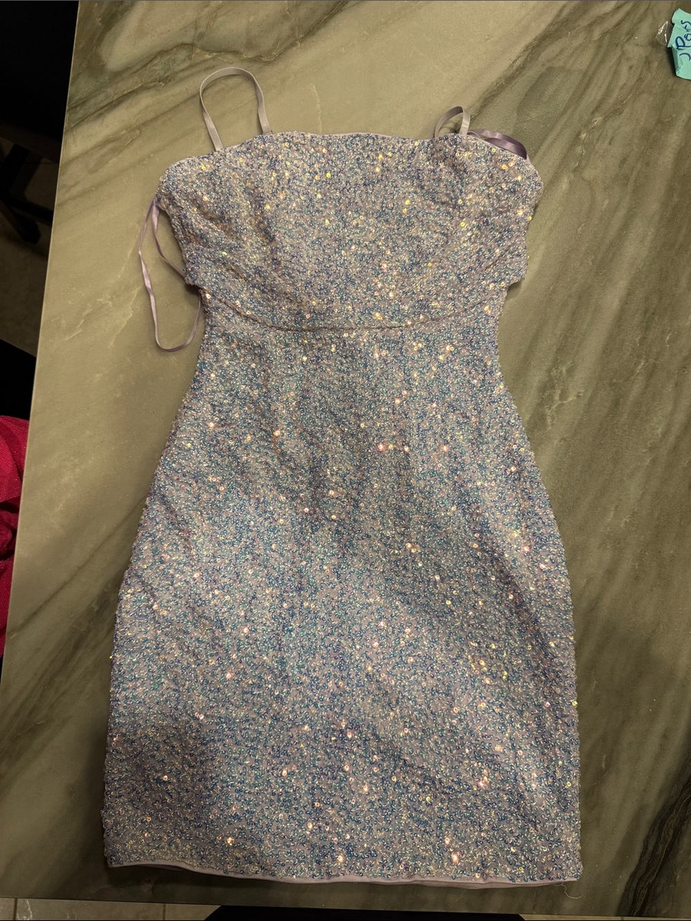 Windsor Lavender Sequin Strapless Mini Dress